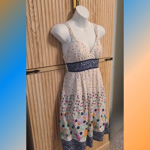 Red Camel Floral Sundress with Navy Waistband – Size 3 - Picture 2 of 9